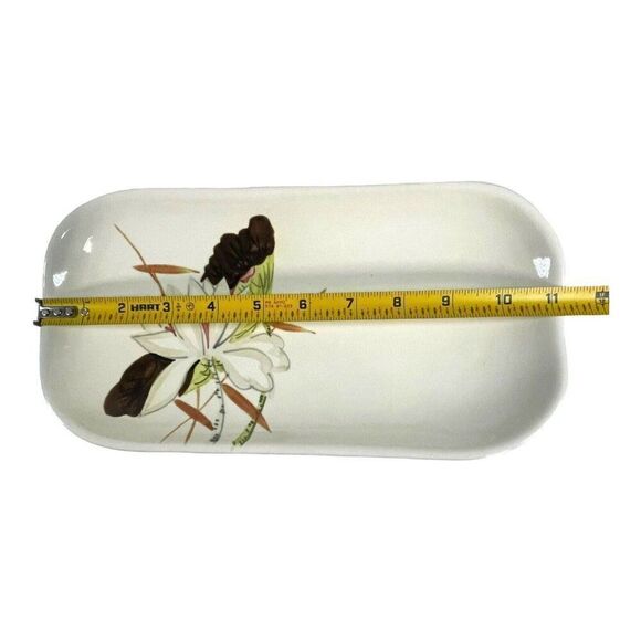 Red wing Pottery Lotus c 1940 Appetizer Serving Tray Celery Plate Hand Painted - Picture 4 of 5